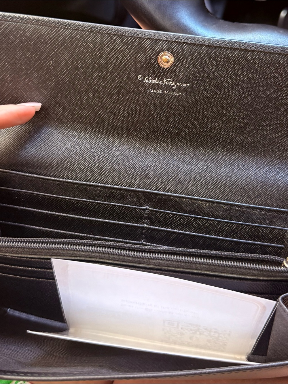 Salvatore Ferragamo Black Saffiano Chain Clutch with Silver Gancini - Picture 4 of 8
